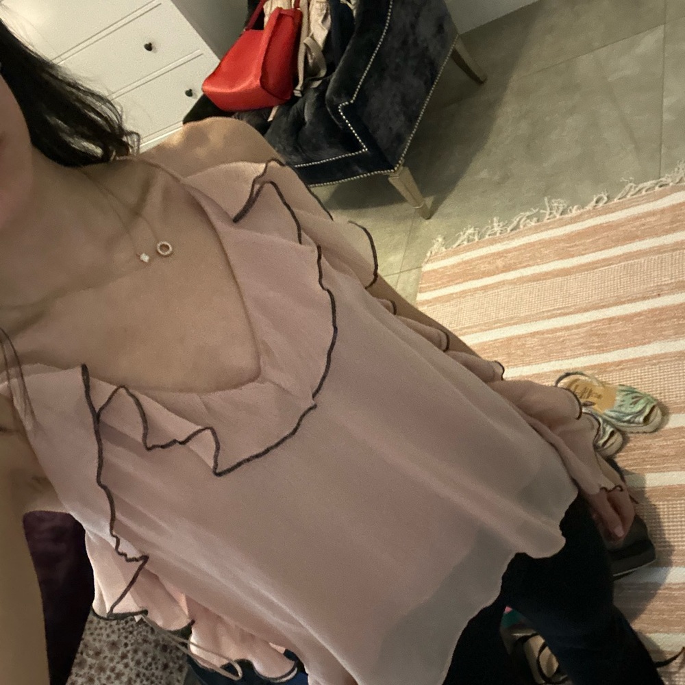 Chic Pink Ruffle Blouse